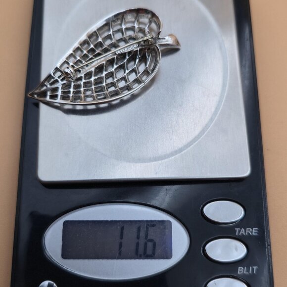 Sterling Silver Large Nature Leaf Pin Brooch B582 - Picture 6 of 6